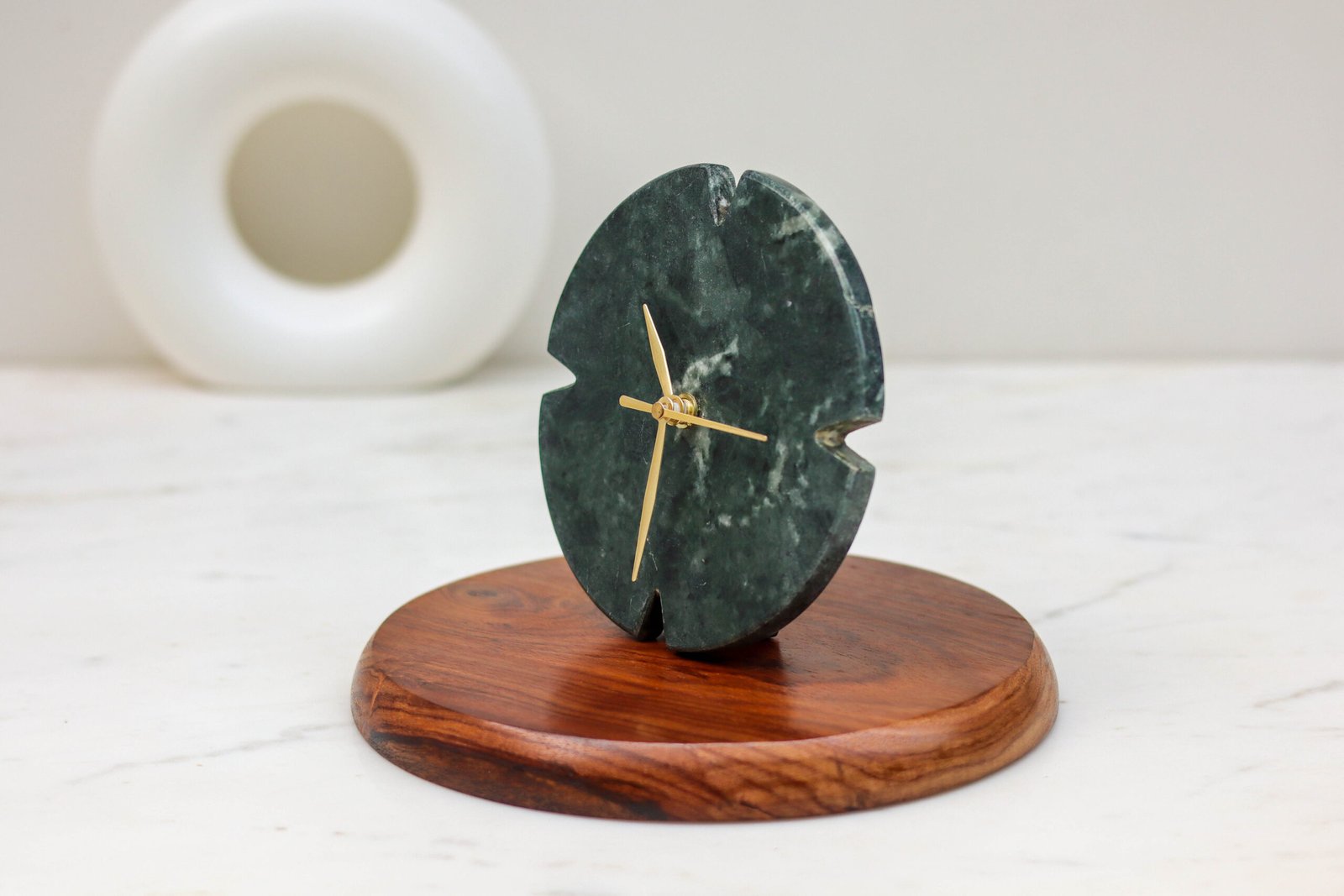 FLOWER GREEN TABLE CLOCK (3)